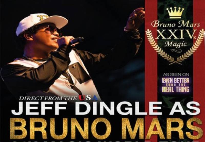 August 23 Jeff Dingle as Bruno Mars at the Hilton-La Torre Golf & Spa Resort, Murcia