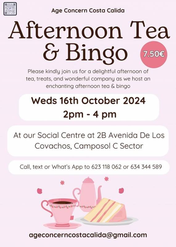 October 16 Age Concern Afternoon Tea and Bingo