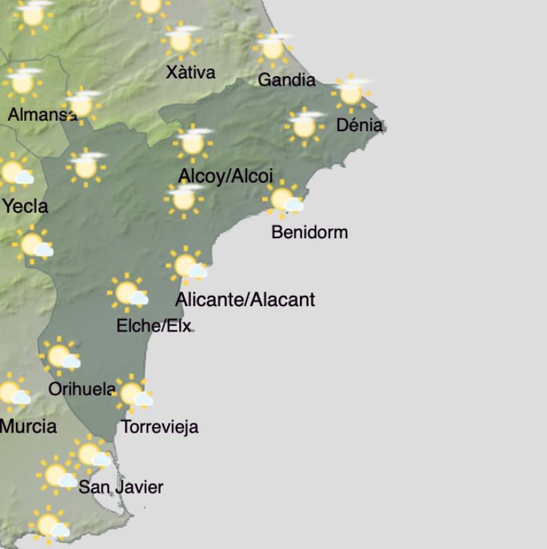 Alicante weather forecast November 18-21: The sunshine returns