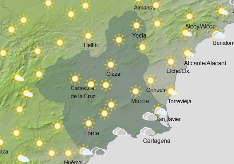 Rain and cooler temperatures: Murcia weekend weather forecast February 20-23