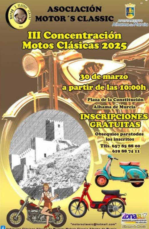 March 30 Classic motorbike display and rally in Alhama de Murcia