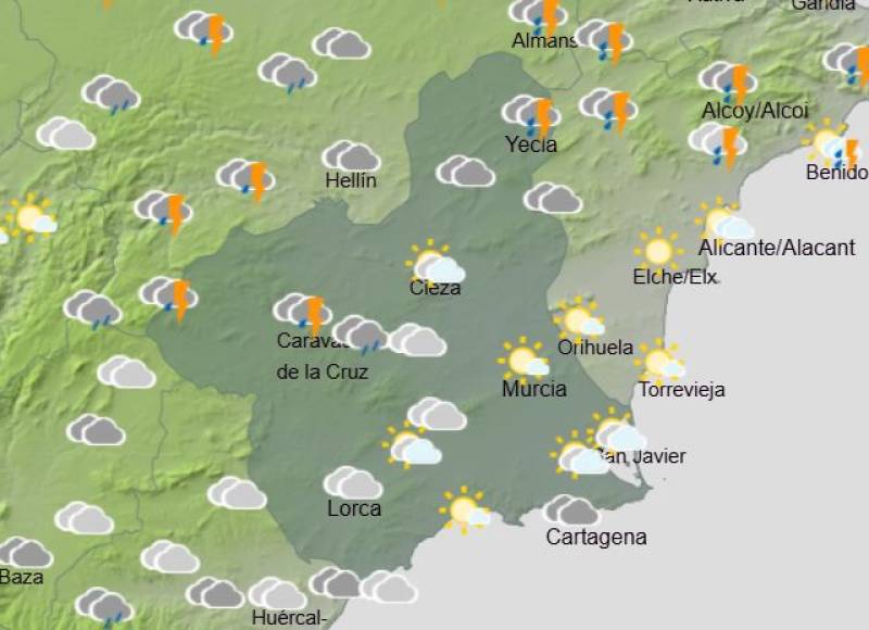 More rain and storms on the way: Murcia weekly weather forecast March 2-5