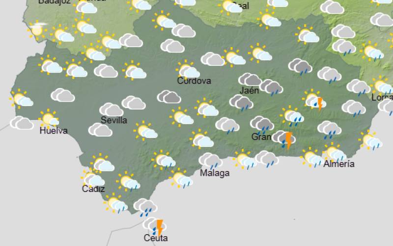 Andalucía weekly weather forecast April 27-30: Breezy start, then showers and thunderstorms