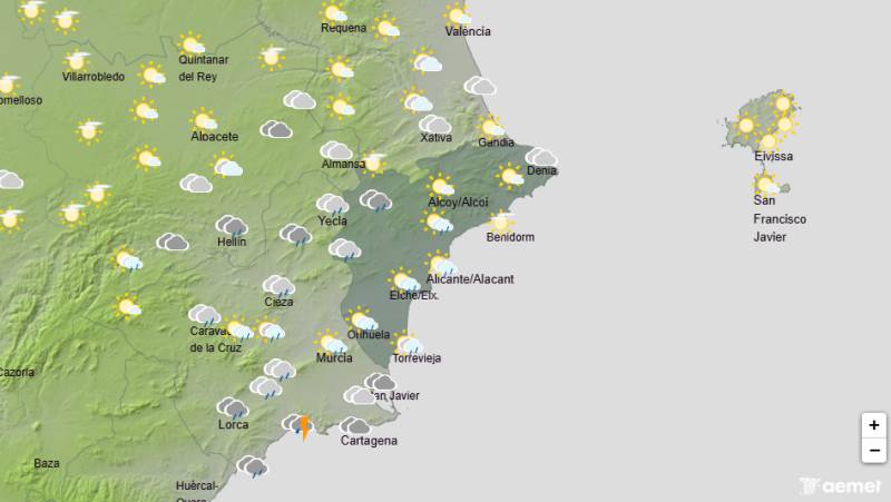 A bright start with thunderstorms possible later in the week: Alicante weather April 27-30