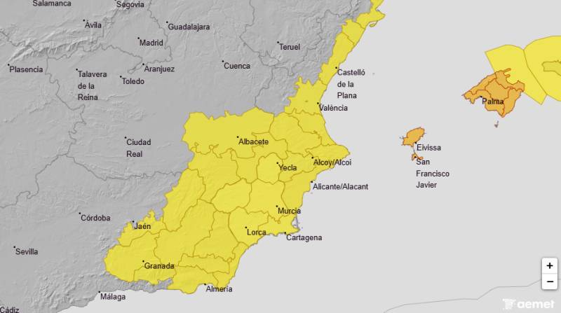 Storm warnings in the Murcia Region as temperatures drop by up to 10 degrees