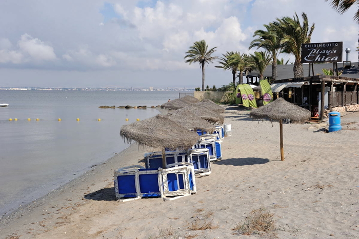 Playa Chica, one of the Mar Menor beaches in the San Javier end of La Manga del Mar Menor